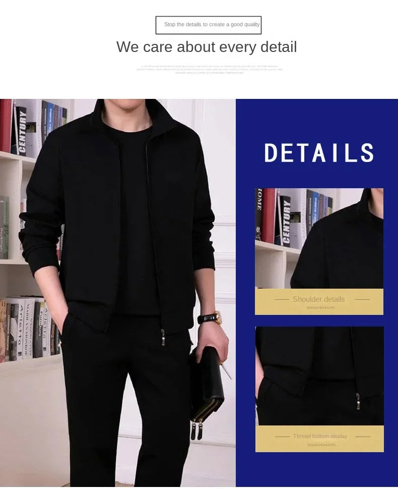 Autumn Winter Men's Casual Jogger Sets Sport Suits Men Sportswear Zipper Sweat suit Tracksuit Set Man 2 Piece Set