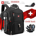 SWISS 17' Laptop Backpack Waterproof USB Charge Port Swiss-style Multifunctional Rucksack Schoolbag Mochila Hiking Travel Bag