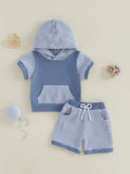 Baby Boys 2 Piece Clothing Set Summer Casual Short Sleeve T-Shirt and Shorts Outfit with Color Block Design