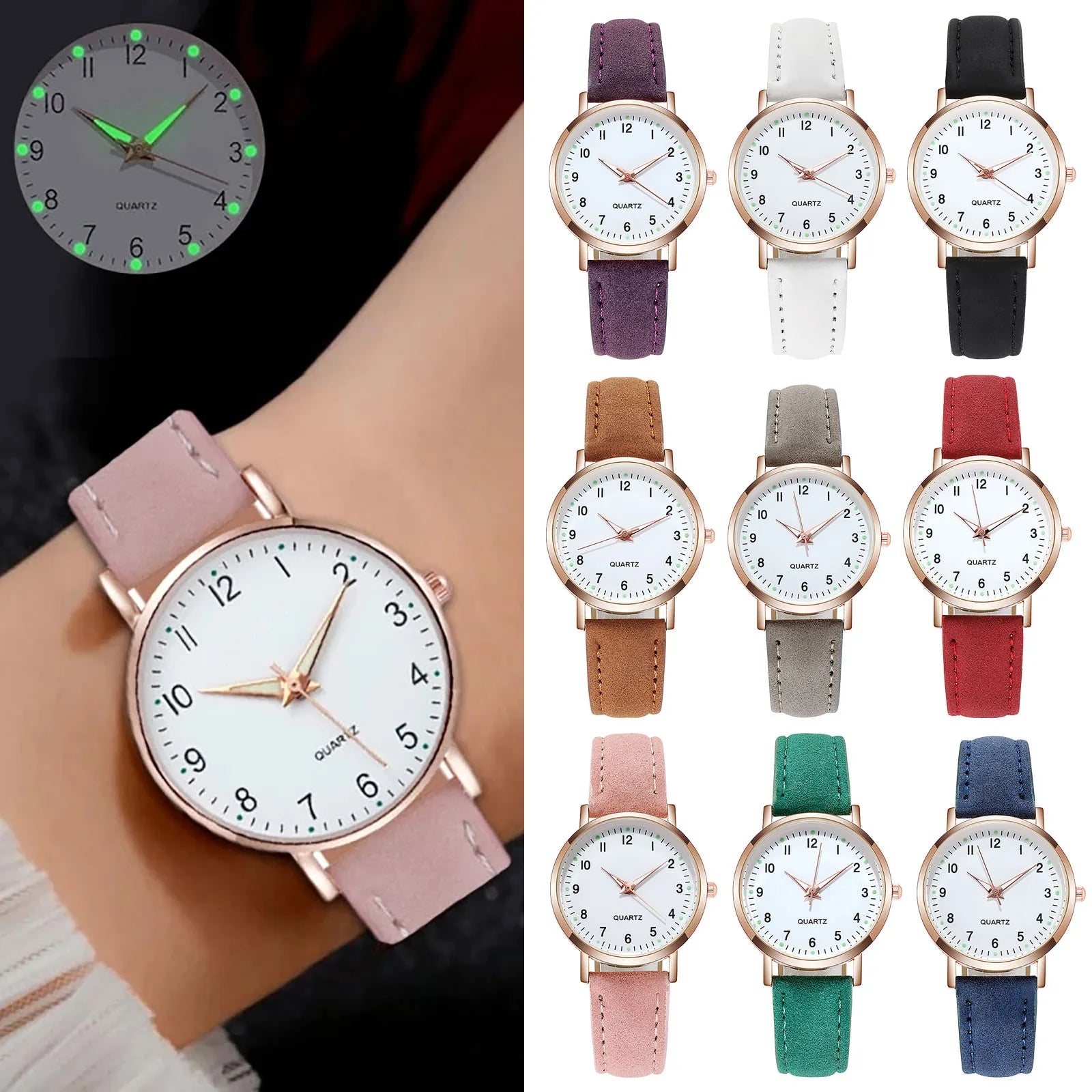 Fashion Watch For Women Leather Belt Watches Ladies Luxury Analog Quartz Luminous Wristwatch Clock