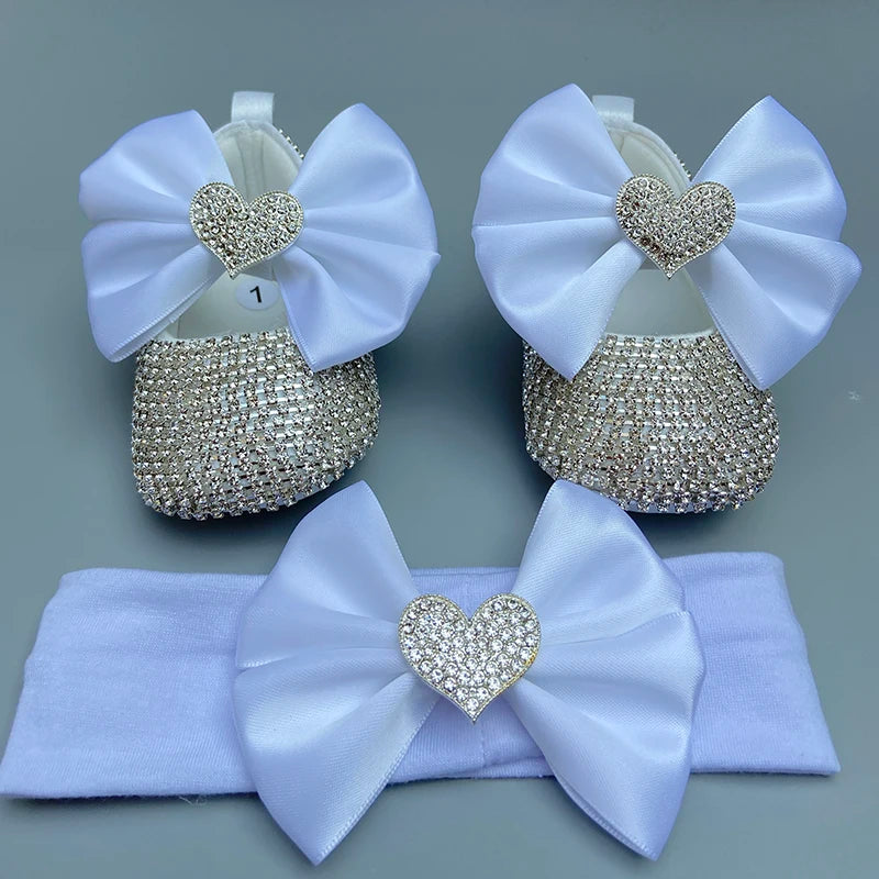 Dollbling Baby Diamonds and Pearls Custom Baby Girl Pearl Rhinestone Birthday Baptism Fancy Shoes Baby Shower Easter