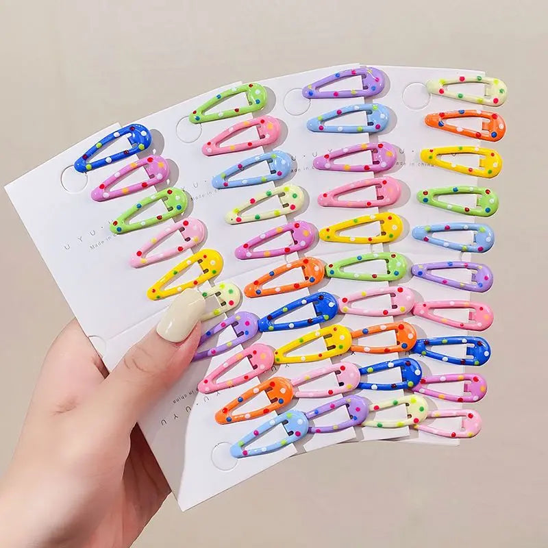 30Pcs Kids Hair Accessories Polka Dot Hairpin Mini Hair Clip Side Girls Hairgrip Candy Color Barrette Children Headwear