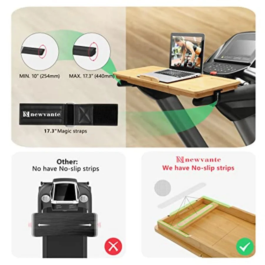 Treadmill Desk Attachment Bamboo Walking Laptop Stand Holder Workstation Adjustable Desktop Laptop Tray for Treadmill