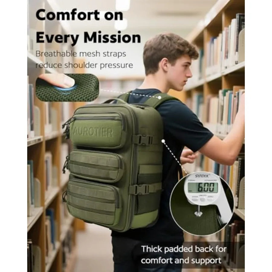 Rolling Tactical Laptop Backpack, Underseat Travel Backpack with Wheels, 16 Inch Wheeled Military Computer Backpack for Men and