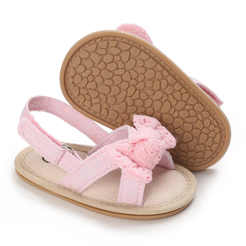 Summer Western Style Baby Flower Princess Shoes Pink Open Toed Baby Girl Sandals