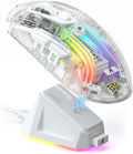 Wireless Gaming Mouse with RGB Charging Dock, Tri-Mode Mute Mouse RGB Backlit,