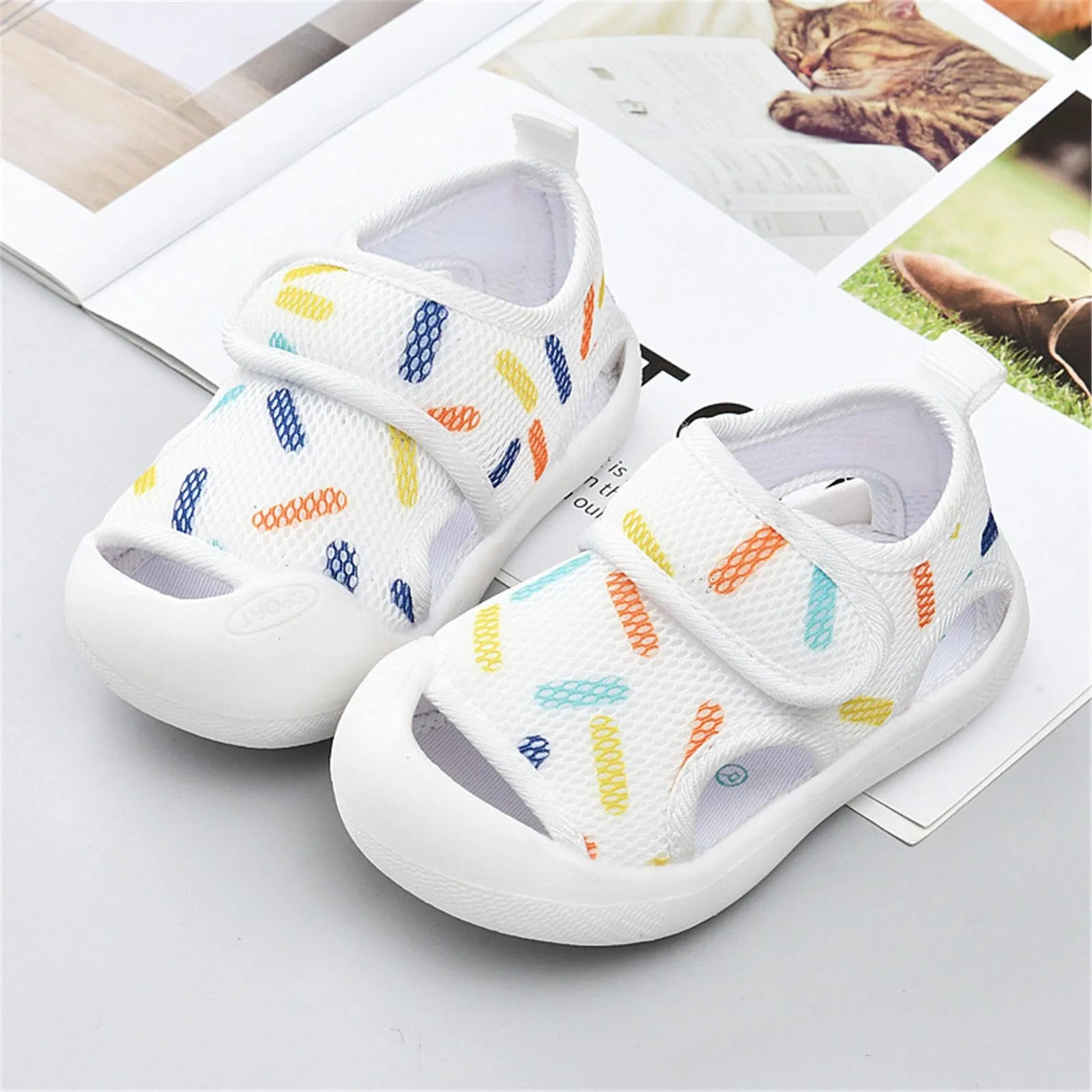 Baby Slides Shoes Summer Infant Toddler Girls Boys Shoes Sandals Flat Bottom Non Slio Half Open Toe Slip Preemie Baby Boy Socks