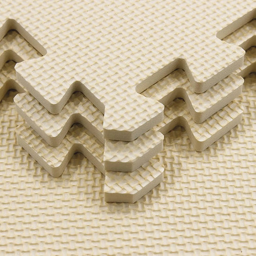 18 Tiles Interlocking Puzzle Foam Play Mat with Straight Edges for Babies and Home Gym, Beige