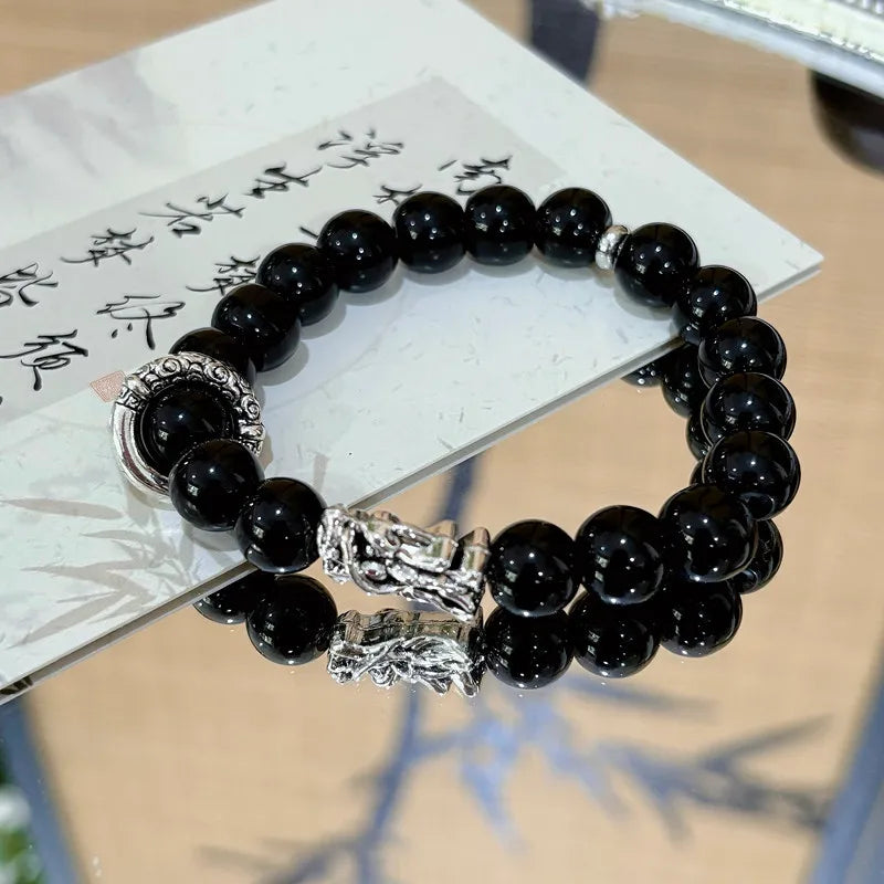 Dragon Head Fortune-Attracting Design Starry Sky Bracelet Complexion-Enhancing Glass Bracelet for Men and Women