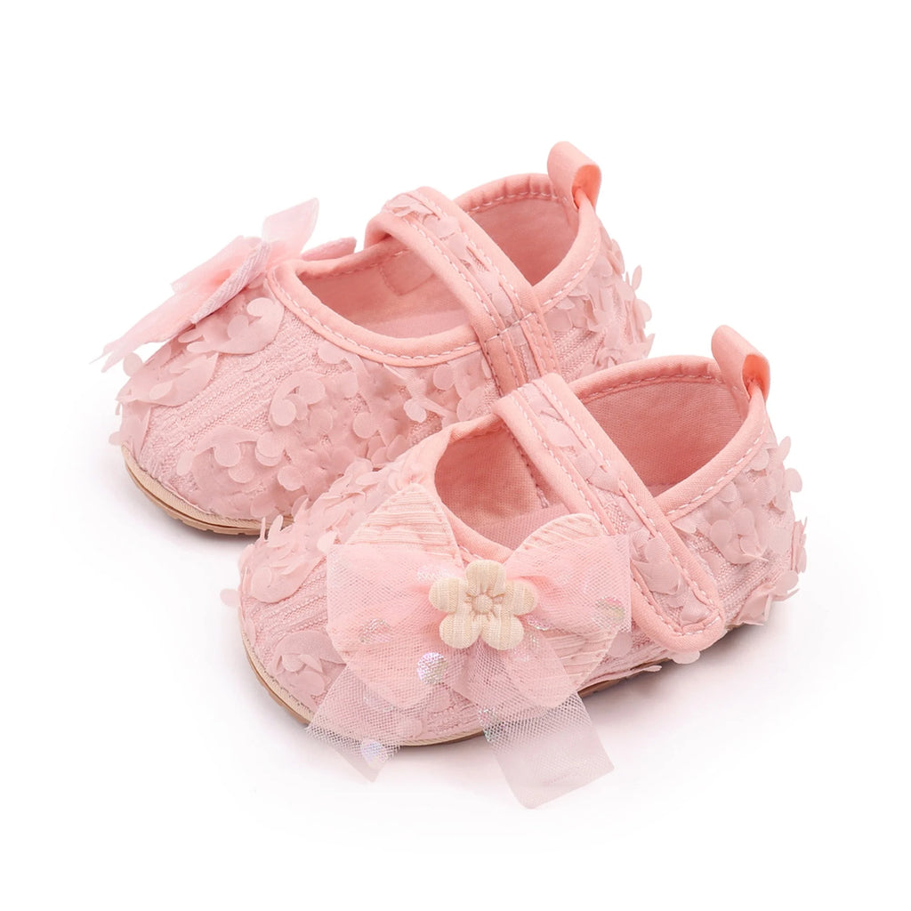 Adorable Infant Booties with Sweet Floral Embellishments and Anti-slip Soles Comfortable Mary Jane Shoes for Baby Girls Ideal