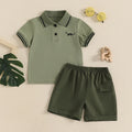 Adorable Infant Boy Beachwear Set with Cute Shark Print Short Sleeve Shirt and Matching Shorts for Summer Fun