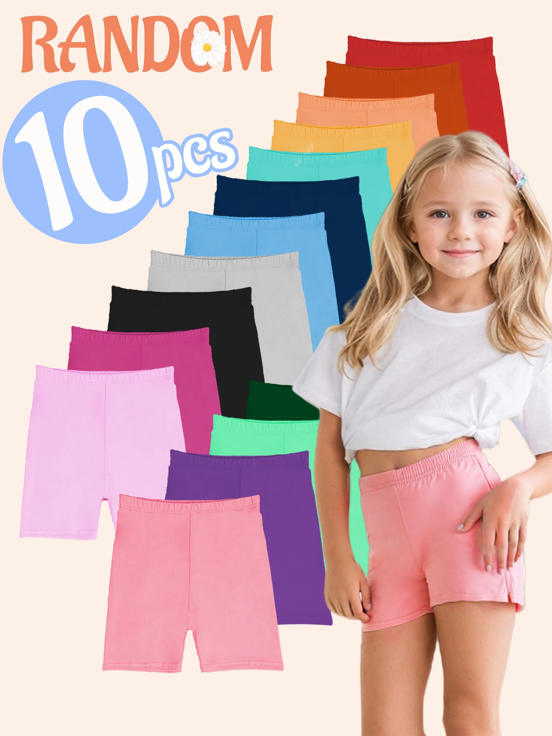 Random 10 colors girls summer biker shorts stretchy soft fashionable children multipack short leggings