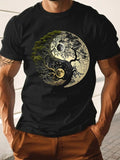 Men's Yin Yang Tree T-Shirt - Dark Green Contrast, Streetwear Everyday Casual Tee