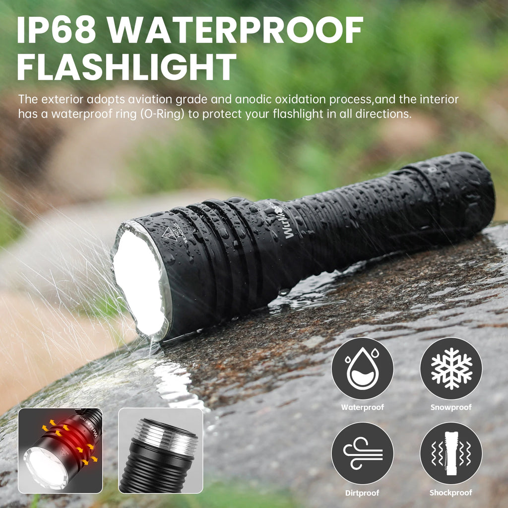 Ultra-Bright EDC Flashlight Featuring XHP70.3 HI & 21700 Battery IPX8 Rated with Tail Switch