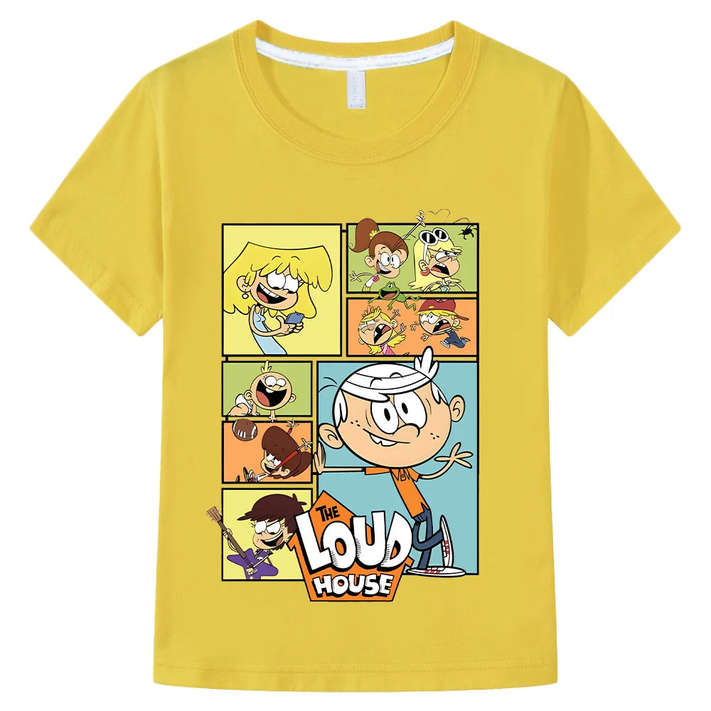 The Loud House Cartoon T-Shirts Kids Crewneck Pure Cotton TShirts Funny Boys Girls Short Sleeve Tees Children Fashion Gift Tops