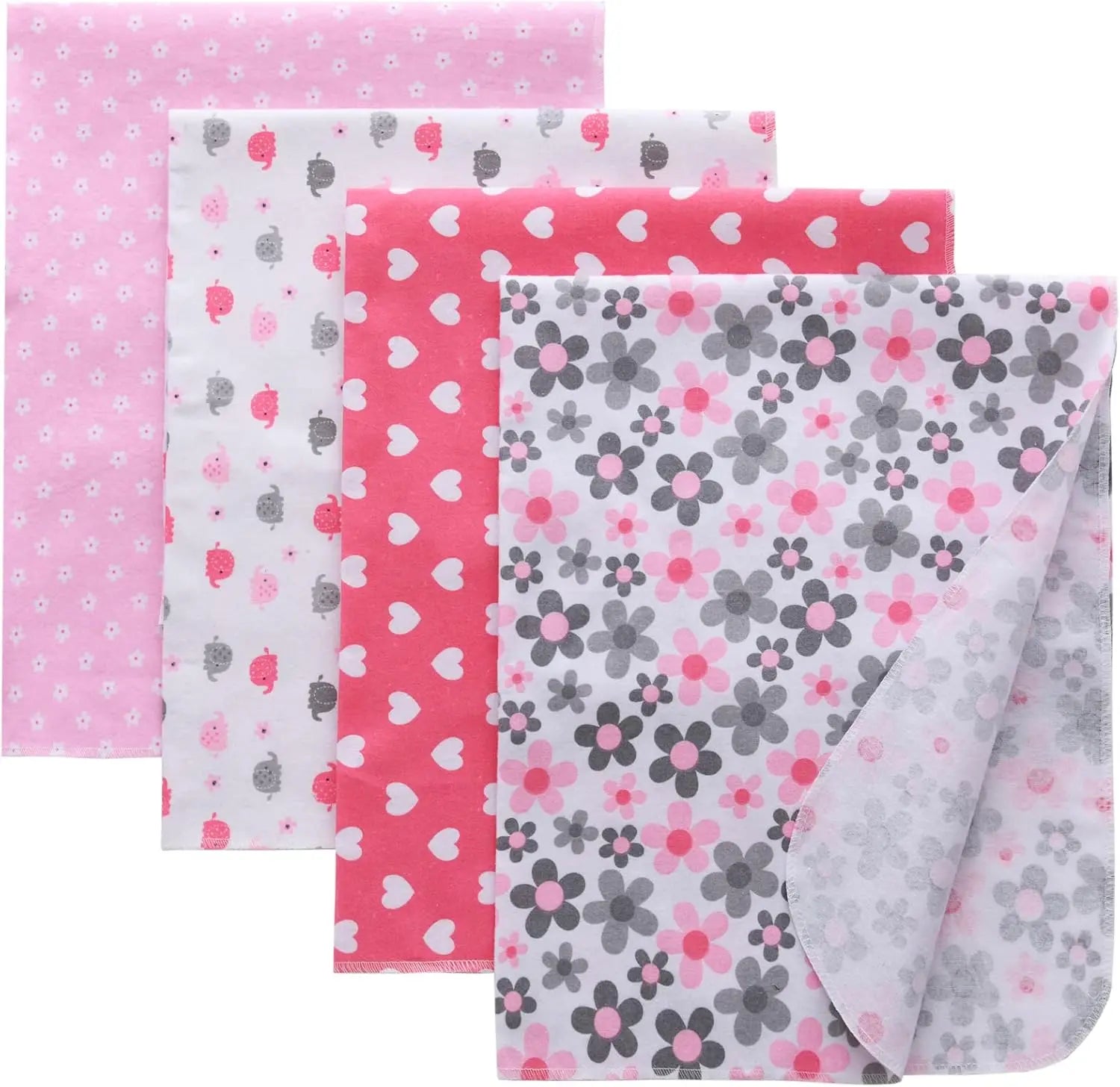 4-Pack 100% Cotton Flannel Baby Swaddle Blankets, 30x30 Inch, Soft for Newborns Boys & Girls