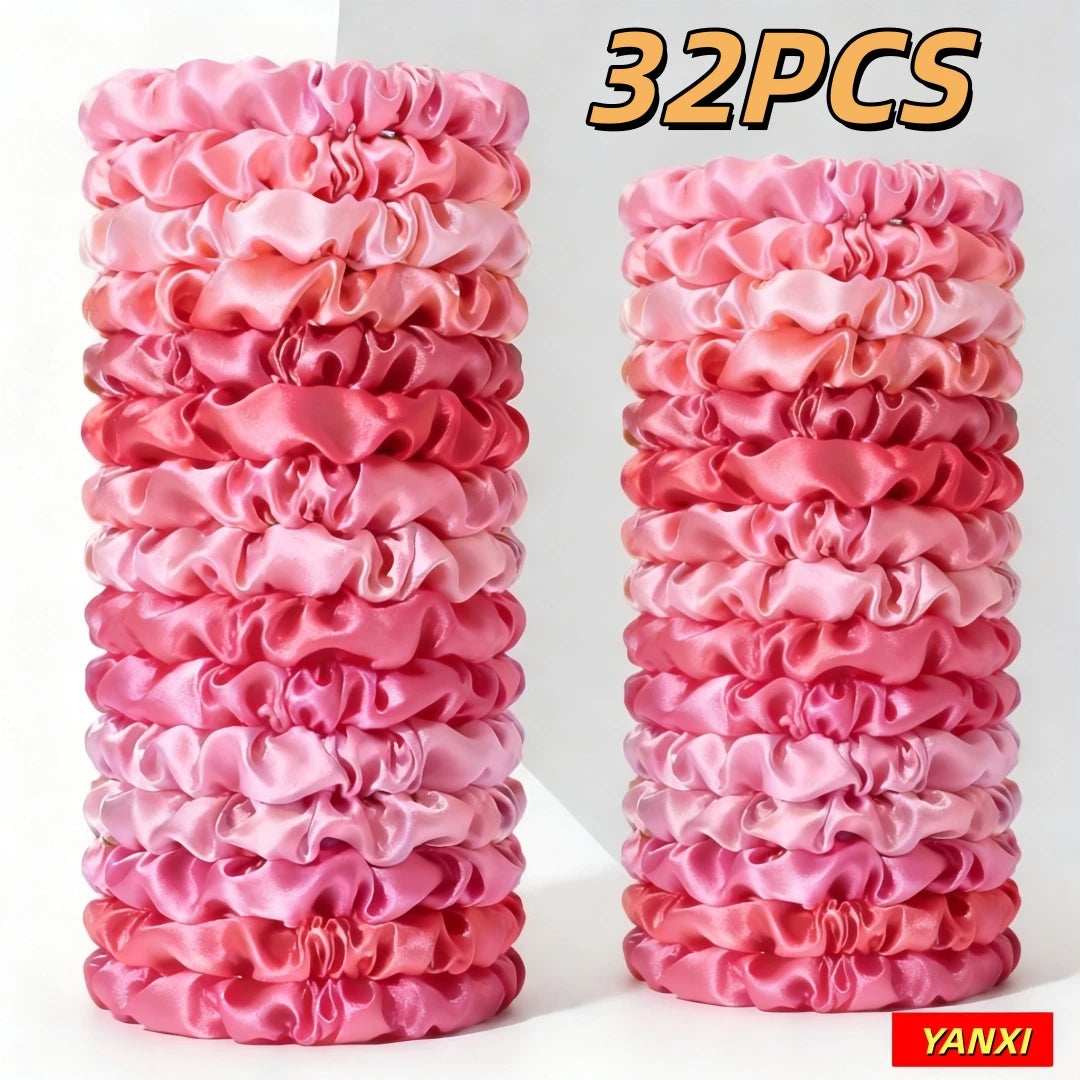 1/6/16/32/50/100pcs bulk satin scrunchies elegant pink small 6.5cm headwear hair ties accessories casual cute