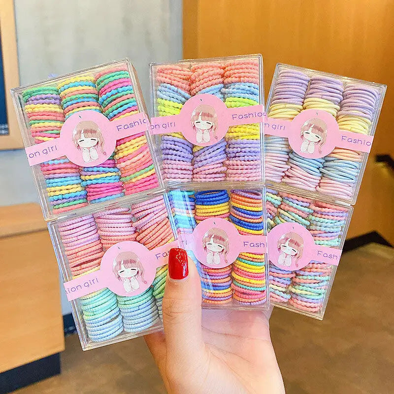 90pcs/set Candy Color Hair Rope for Kids High Stretch Hair Tie Fashion Girl Scrunchies