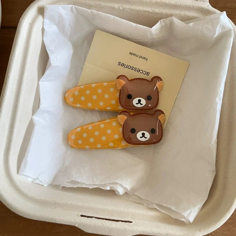 Side Clip Cartoon Cute Wave Point BB Hair Clip Lazy Bear Angel Winged Versatile Hairpin Birthday Gifts