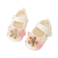Infant Sparkly Sequin Mary Jane Shoes with Soft Sole for Baby Girls Cute Flower Crib Shoes for Parties Festivals and Baby