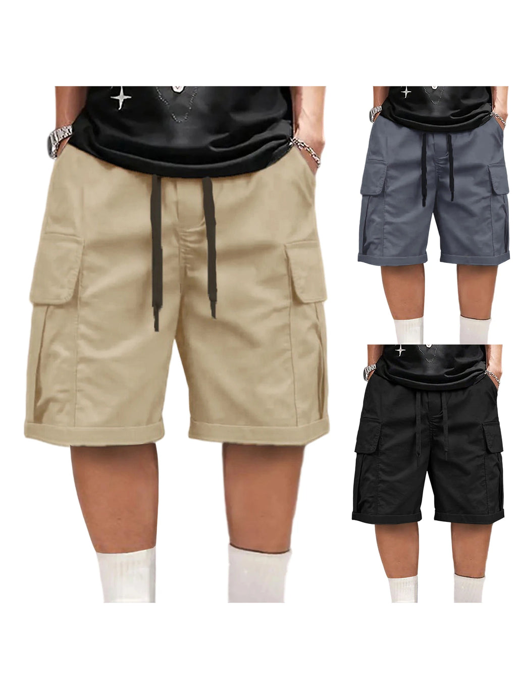 Men s Lightweight Quick Dry Cargo Shorts with Elastic Waistband and Multiple Pockets for Outdoor Activities