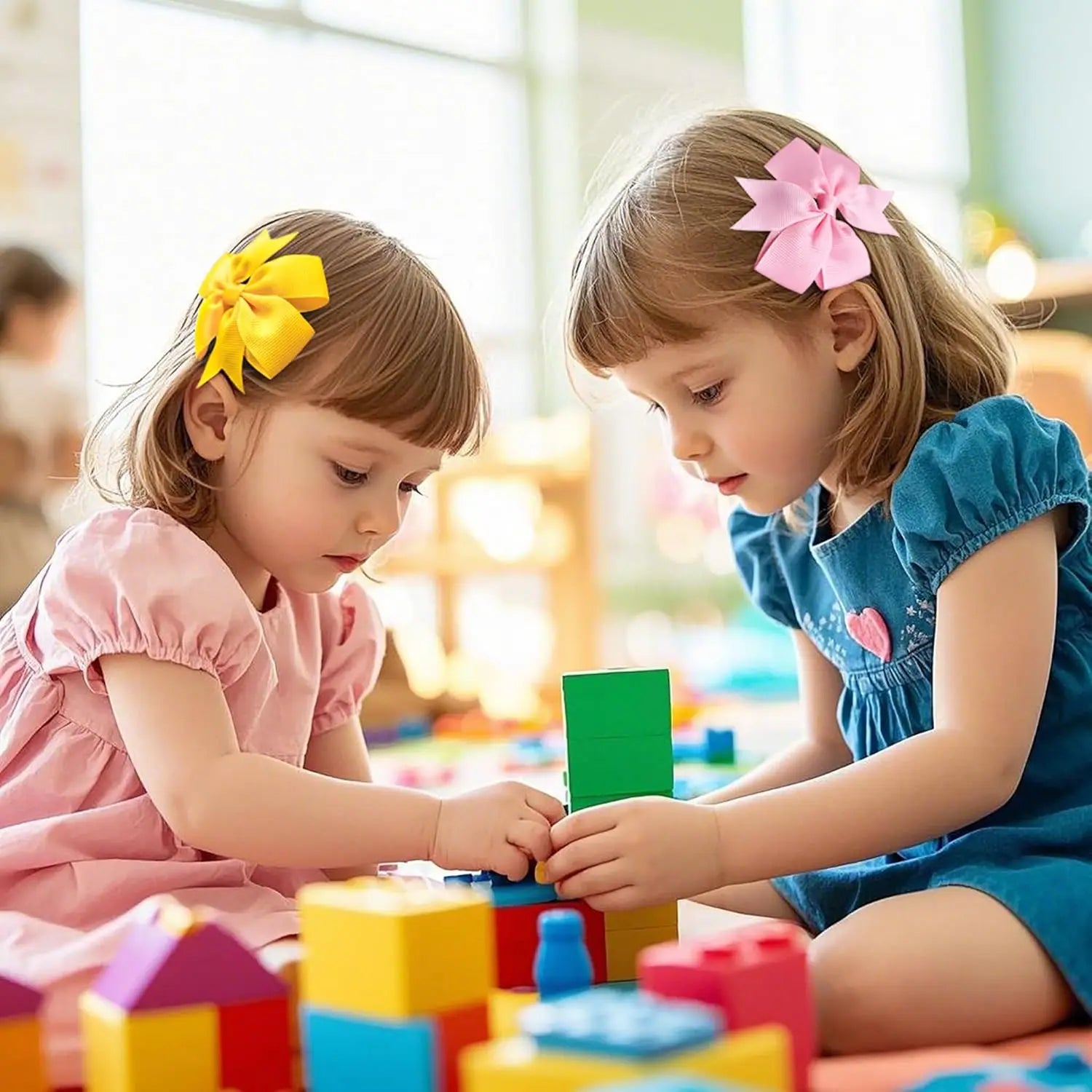 40-Piece 3-Inch Ribbon Pinwheel Hair Bows with Alligator Clips for Girls and Toddlers