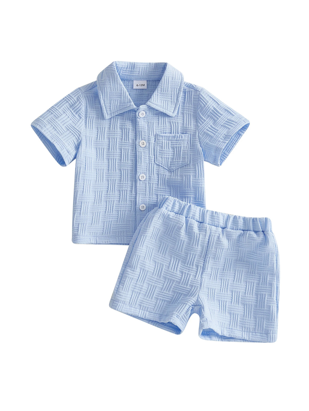 Boys Casual Summer Outfit Set with Short Sleeve Lapel Button Up Shirt and Solid Color Shorts for a Stylish Look