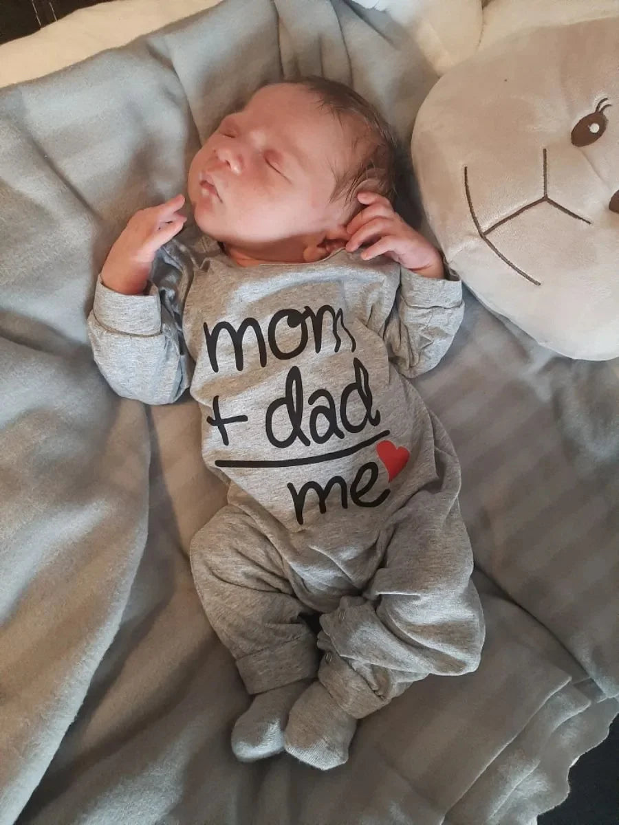 Newborn Infant Baby Boys Girls Rompers Long Sleeve Letter Print Jumpsuit