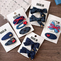 High Quality Sweet Academic Hair Clip Navy Plaid Bow BB Clip for Girls Versatile Side Clamp with Polka Dots