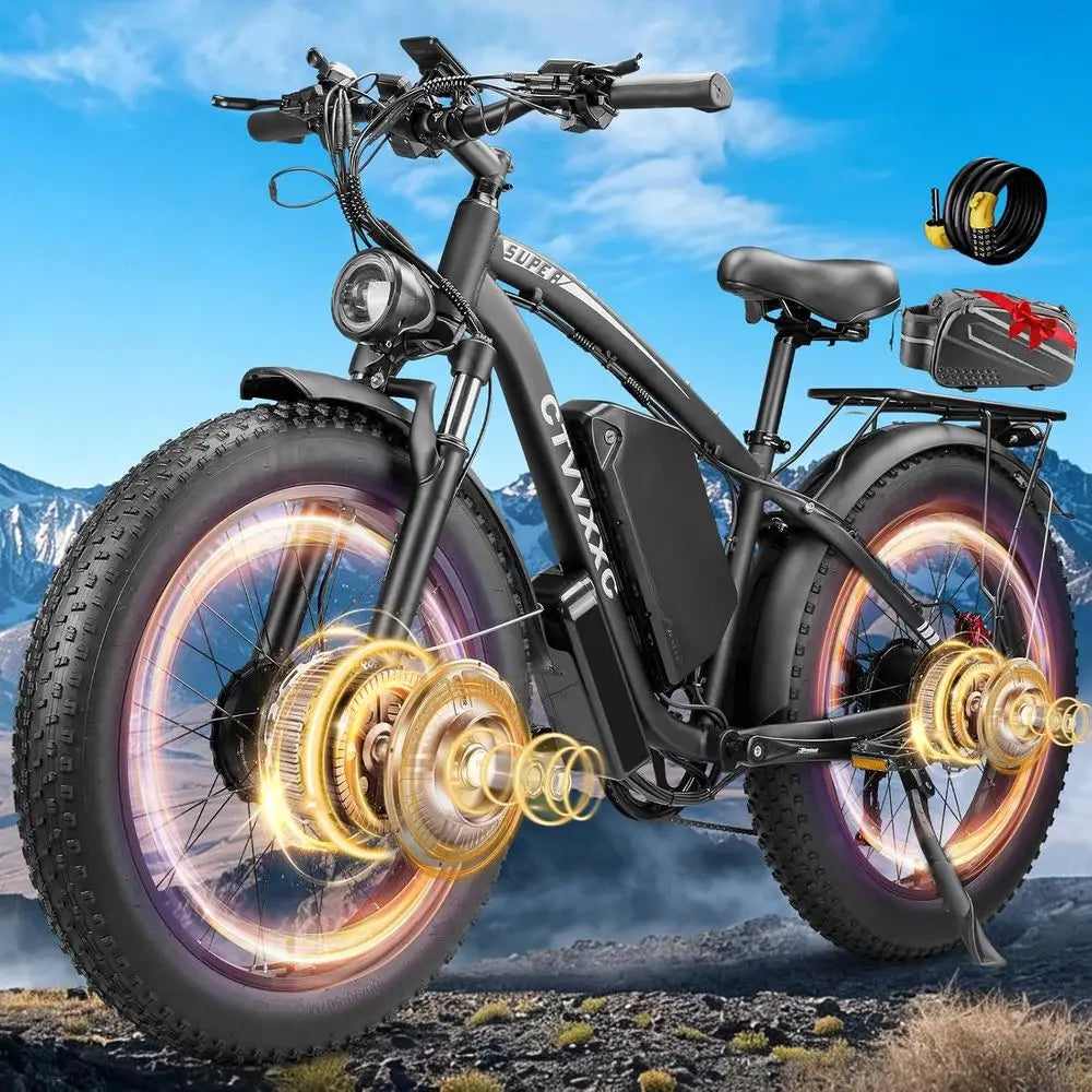 6000W Peak Dual Motor Ebike or Adults - 52V 34Ah ast Electric Bike or Men /Women 45 MPH, Up to 100 Miles,24" at Tire Lockable Sup