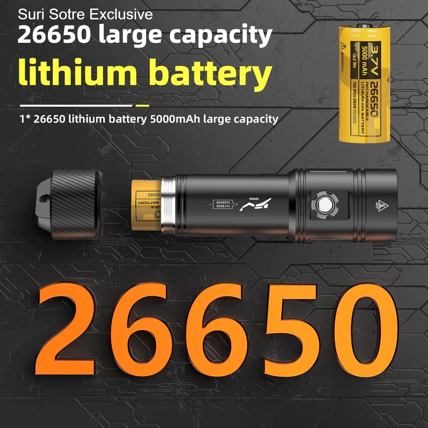 Professional diving L2-2000LM LED diving flashlight super bright IPX8 waterproof flashlight underwater 200M fishing flashlight