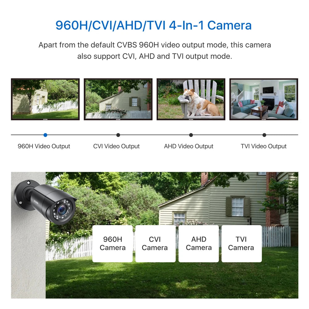 4 Pack HD TVI Security Cameras Outdoor Indoor Weatherproof Bullet Surveillance Camera for Analog CCTV DVR System