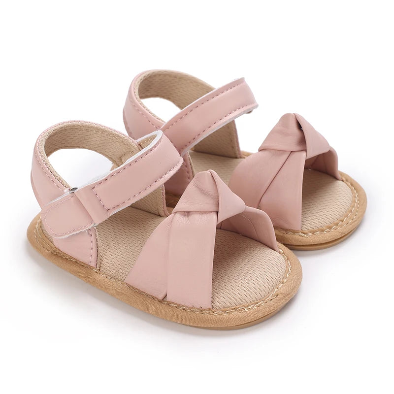 Summer Western Style Baby Flower Princess Shoes Pink Open Toed Baby Girl Sandals