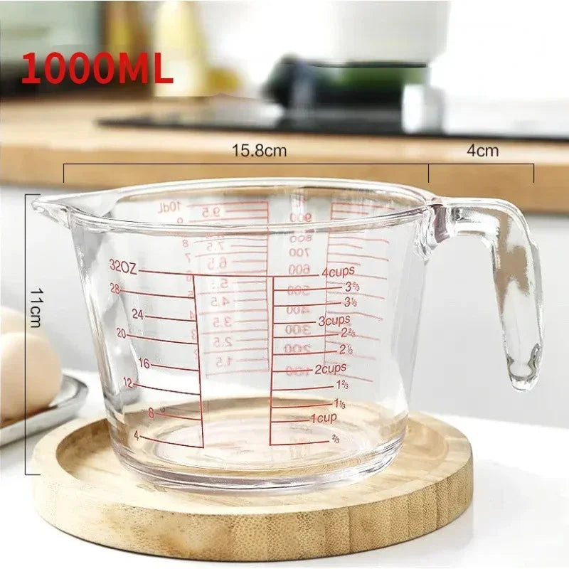 1000ML/500ML Measuring Cups High Temperature Resistant Baking Glass Measuring Cup with Scale Home Kitchen Baking Tools