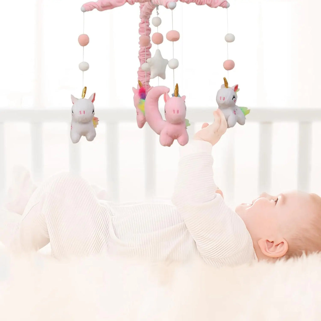 Unicorn Crib Mobile for Girls with 25-Inch Arm, 35 Lullabies, Digital Modes, Volume Control - Ideal Nursery Decor Gift