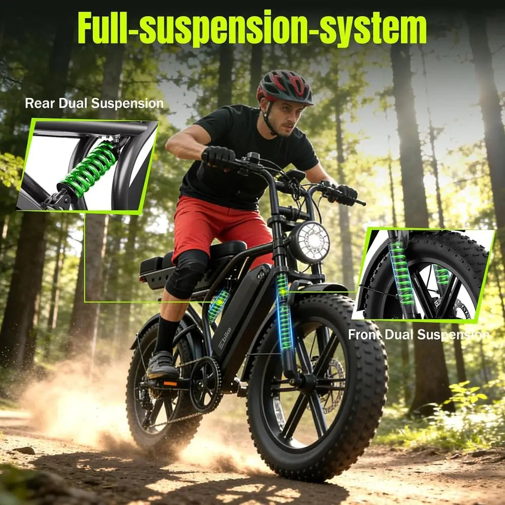 TST Electric Bike or Adults 1500W Peak 20" at Tire All-Terrain E-Bike 60/130 Miles Electric Dirt Bike - 48V 15/30AH Battery Test