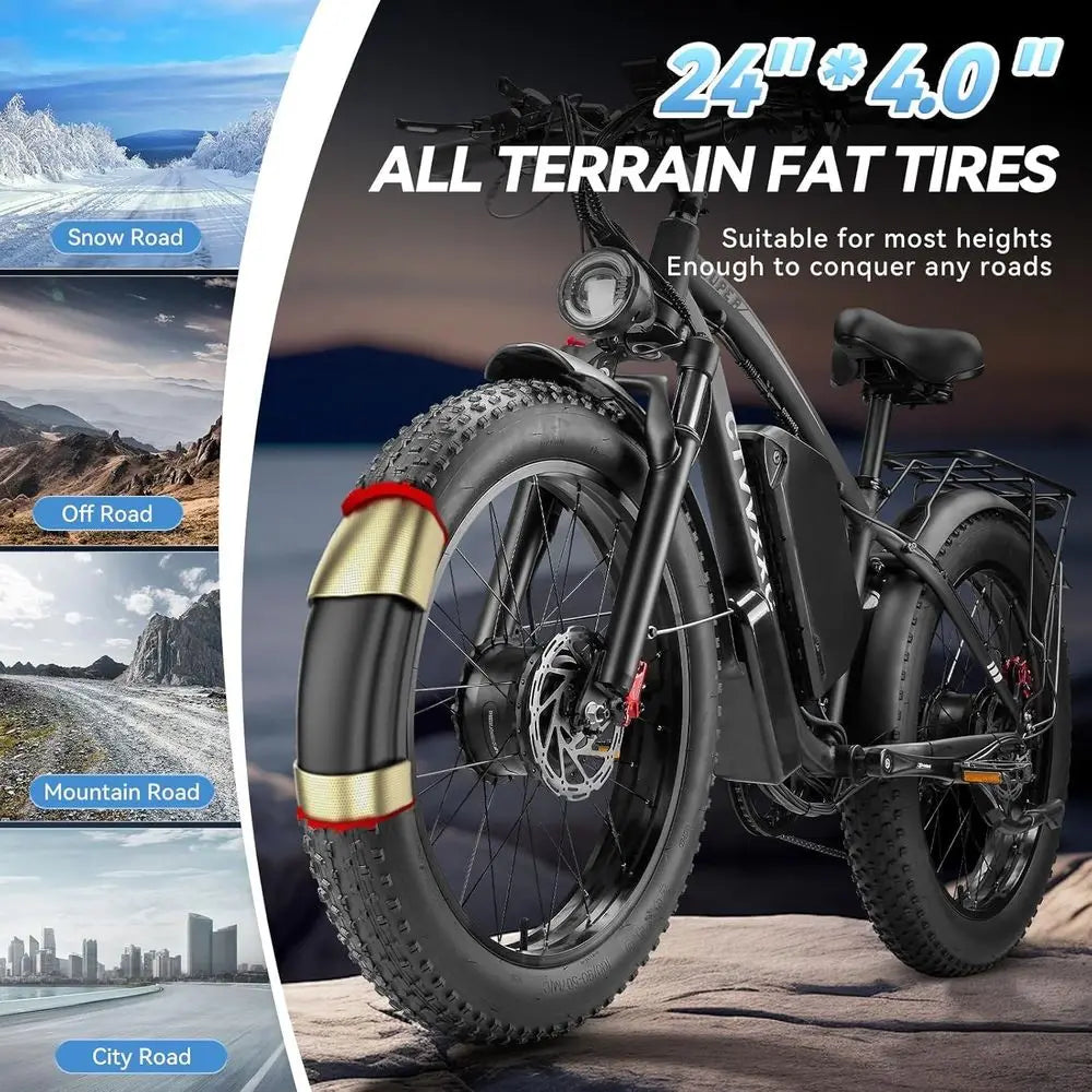 6000W Peak Dual Motor Ebike or Adults - 52V 34Ah ast Electric Bike or Men /Women 45 MPH, Up to 100 Miles,24" at Tire Lockable Sup