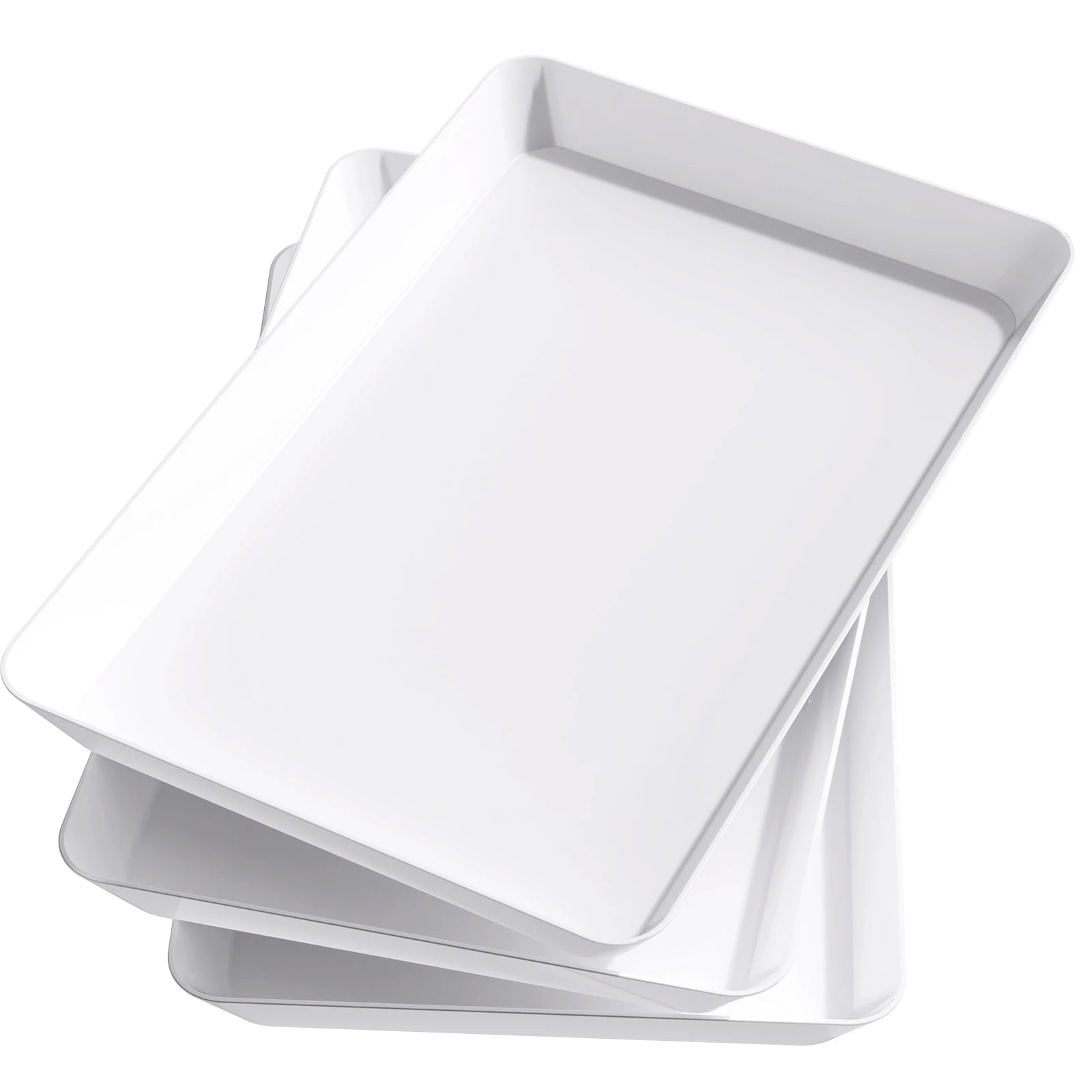 Plastic Serving Tray for Party Supplies, White Trays for Serving Food, Reusable Large Platter for Buffet,Veggie, Kitchen