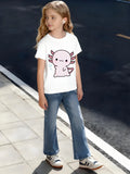 Kids Children's Cotton T-Shirt Cute with Leaf Shaped Gills and Smiling Face for Boys Girls Friendly Pet Theme