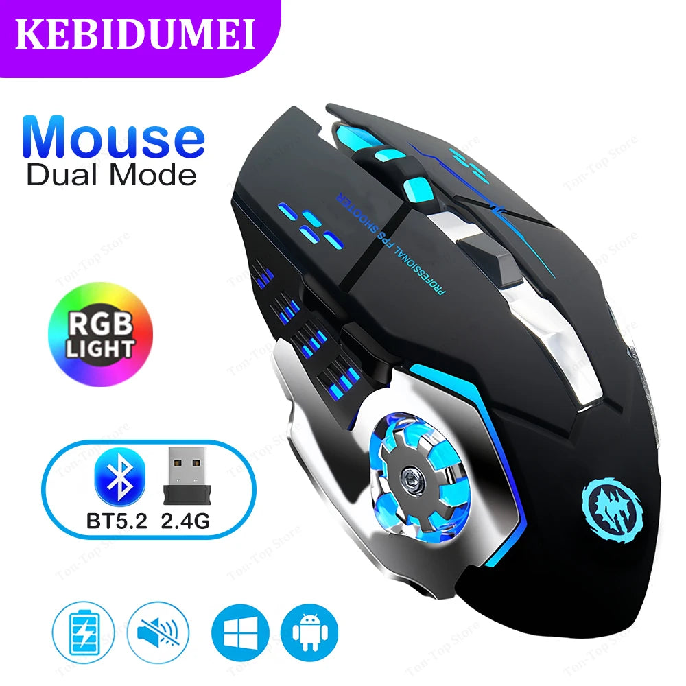 Dual-Mode Bluetooth 5.2 Mouse 2.4G Wireless Mouse Gaming Mouse Rechargeable Silent Mouse 3600 DPI Mouse Mice for Laptop wireless mouse laptops accessories