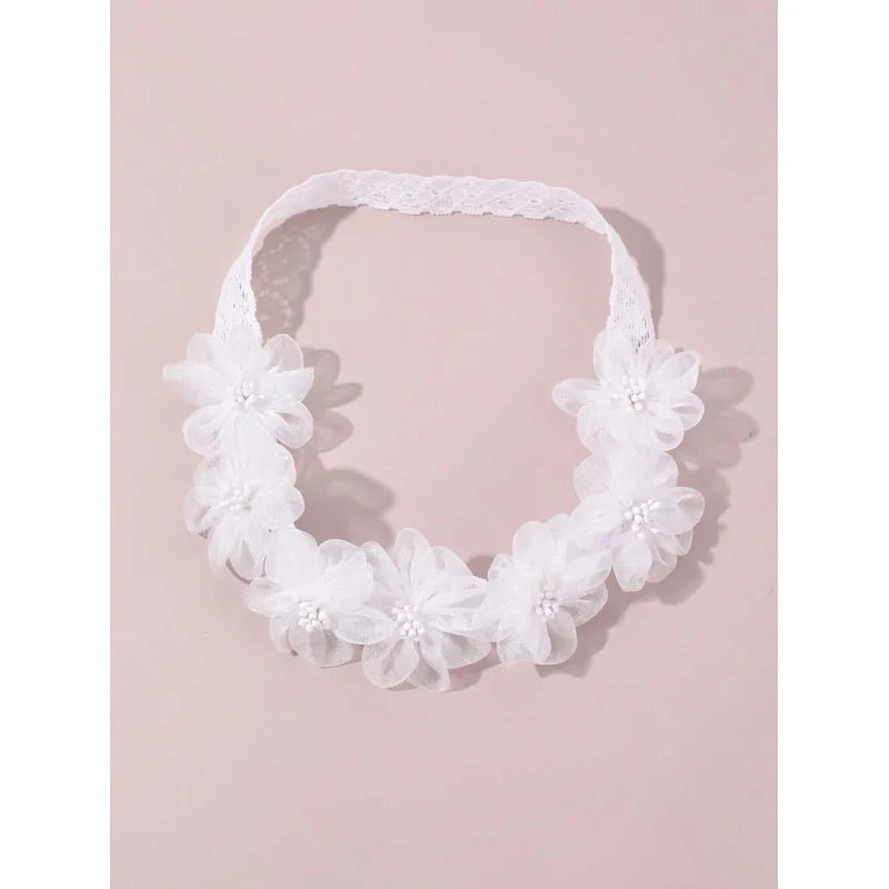1pc Girls‘ Sweet White Flower Headband, Cute Floral Hair Accessory for Daily Decoration