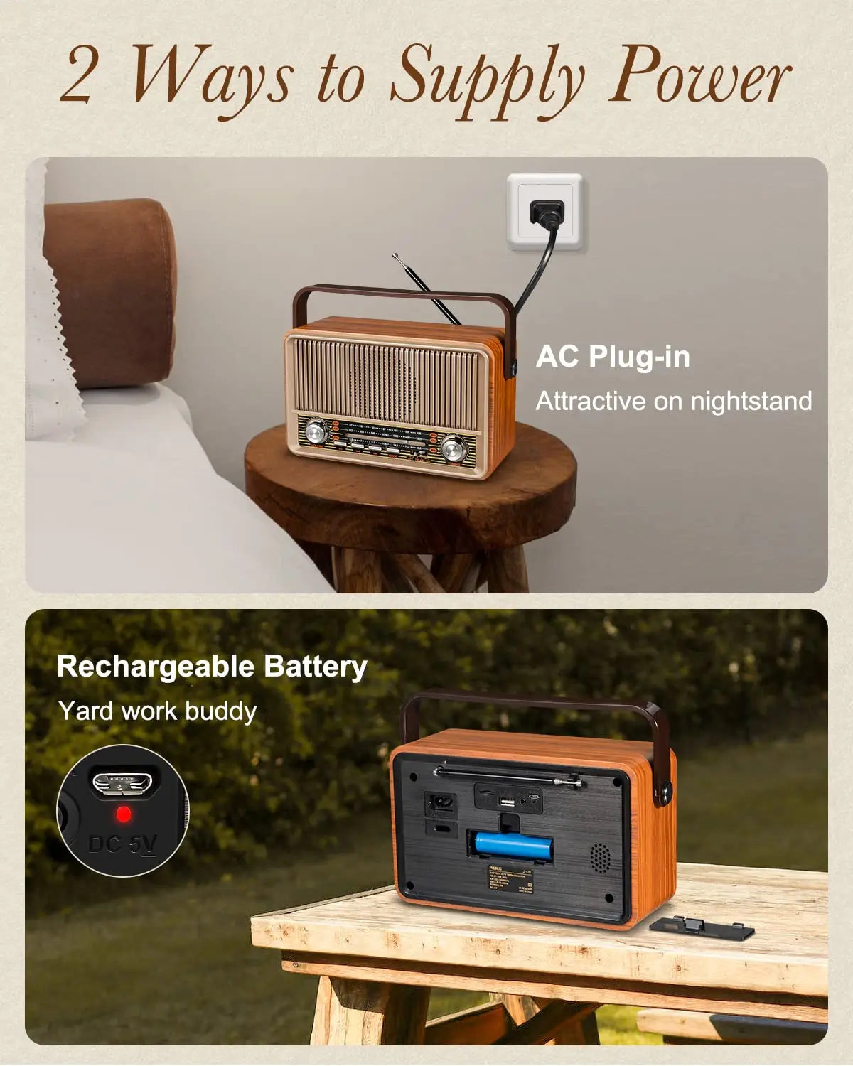 Retro Vintage Transistor Radio for Home Outdoor, Bluetooth Speaker