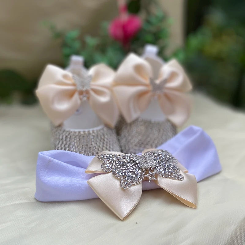 Dollbling Baby Diamonds and Pearls Custom Baby Girl Pearl Rhinestone Birthday Baptism Fancy Shoes Baby Shower Easter