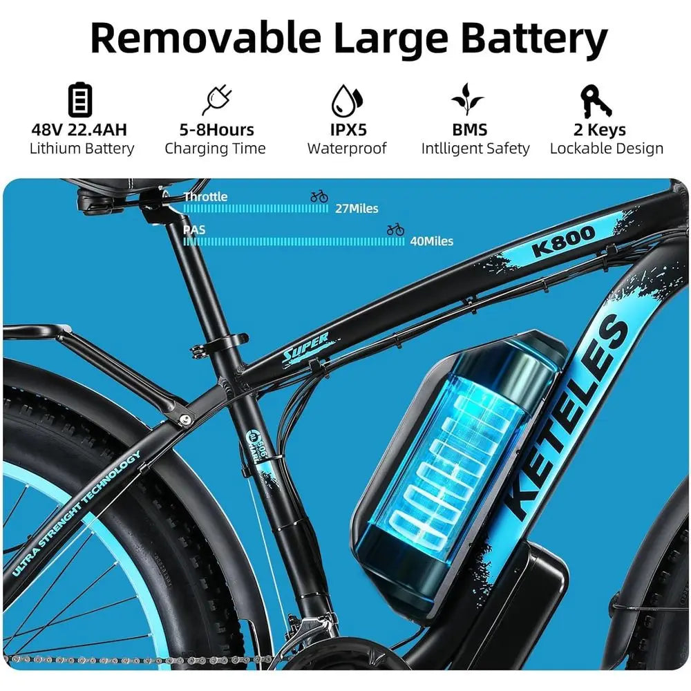 Electric Bike or Adults, AWD Ebike Dual Motor 4000W Peak, 26'' at Tire Ebikes with 48V 22.4AH Battery Hydraulic Disc Brake Ele