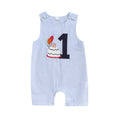 Infant Baby Boy Overalls, Embroidery Cake Striped Jumpsuit Birthday Clothes for Casual Daily 6-18M
