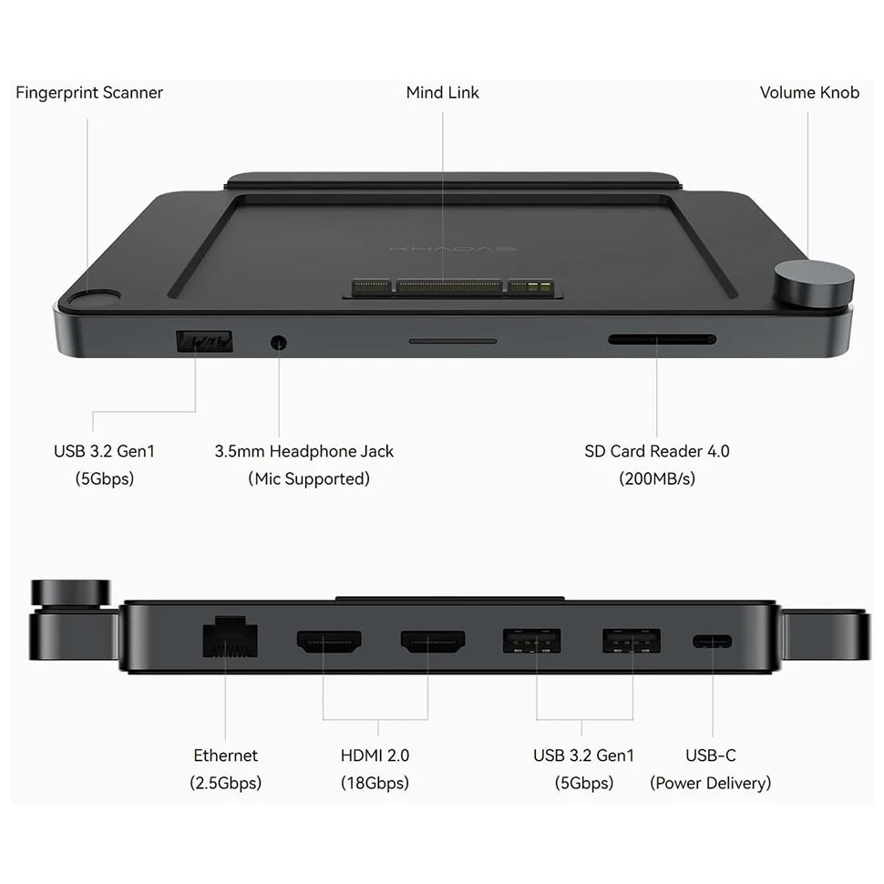Dock Docking Station, Mind Mini PC Gamer I/O Expansion Hub with Finger print & Audio &Speaker  HDMI RJ45 3.5MM Jack