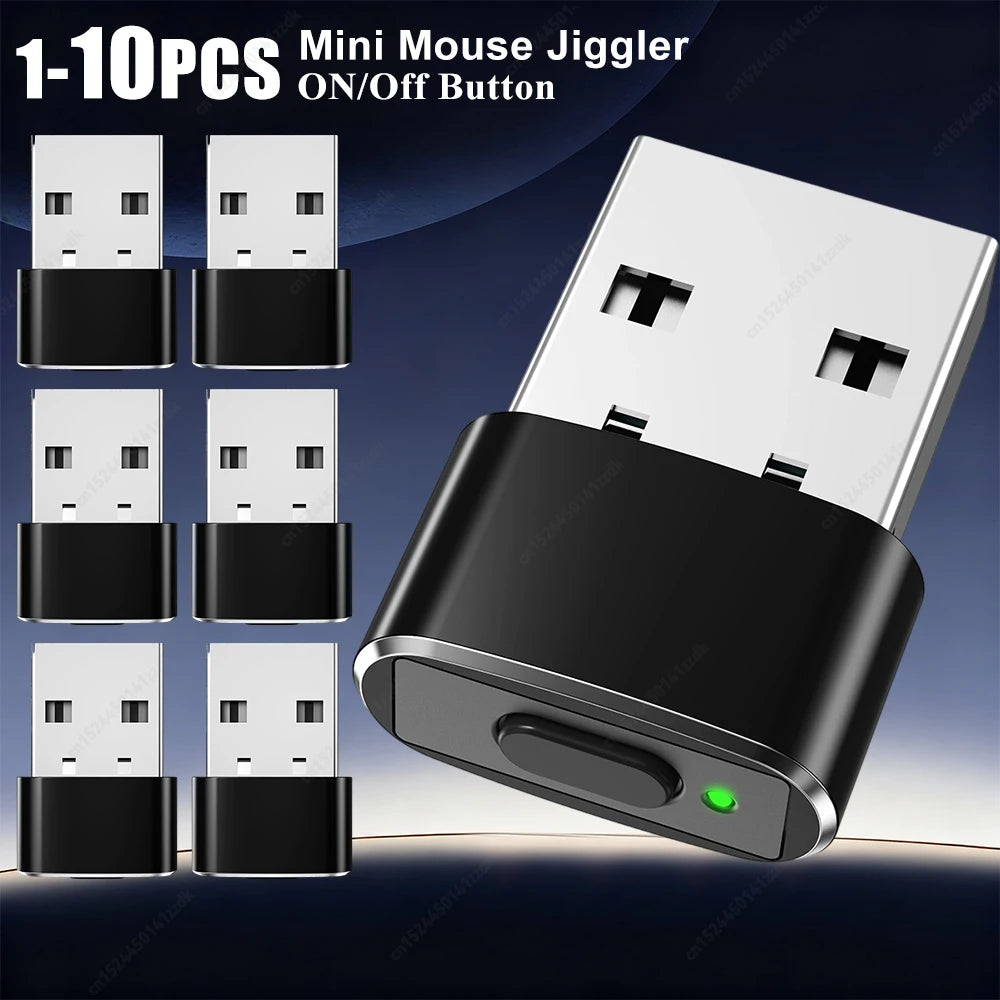 1-10PCS Mouse Jiggler Undetectable Mouse Mover Shaker Simulate Mice Driver-Free Keeps Computer PC Laptop Awake ON/Off Button