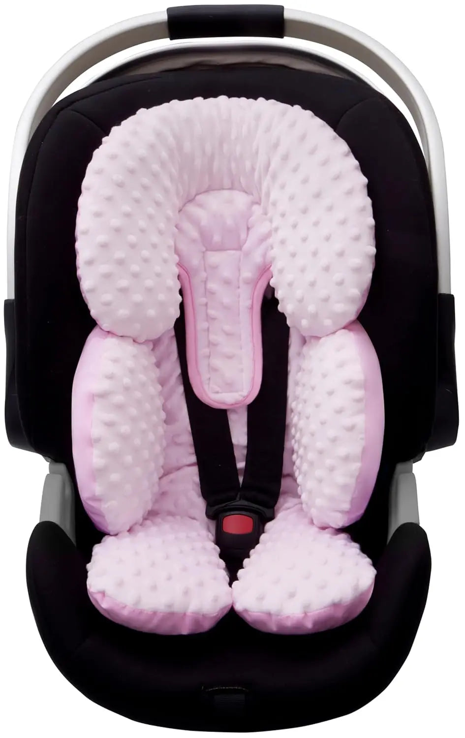 Ultra-Soft Infant Car Seat Head Support, Reversible Minky & Microfiber Insert for Newborns, Girls Pink