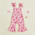 Adorable Infant Girls Sleeveless Romper with Cute Bow Detail and Stylish Bell Bottoms Perfect for Summer Outings and Playtime