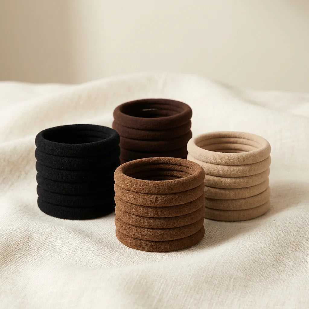 Daily Commute 50pcs Neutral Tone Hair Ties - Seamless High Elasticity Nylon, No Snag & No Crease